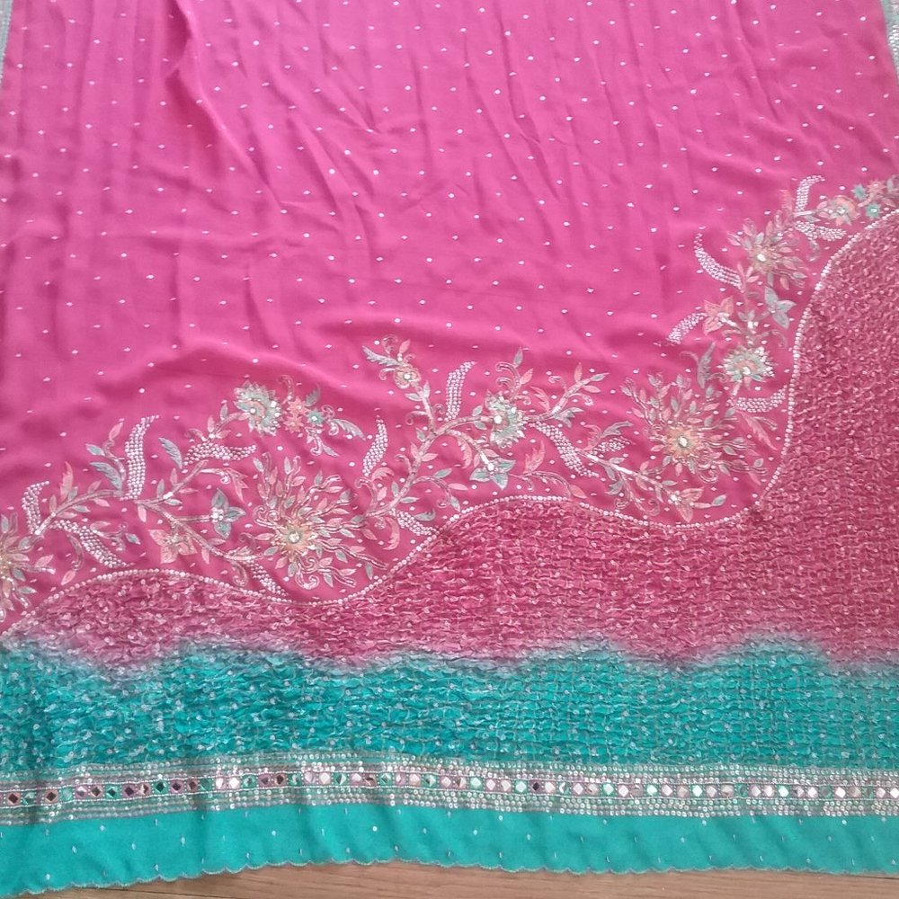 Custom SARI ,Hand-embellished, top and underskirt